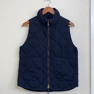 J.Crew Factory Quilted Navy Puffer Vest | Waterfowl Down Feather Core Layer